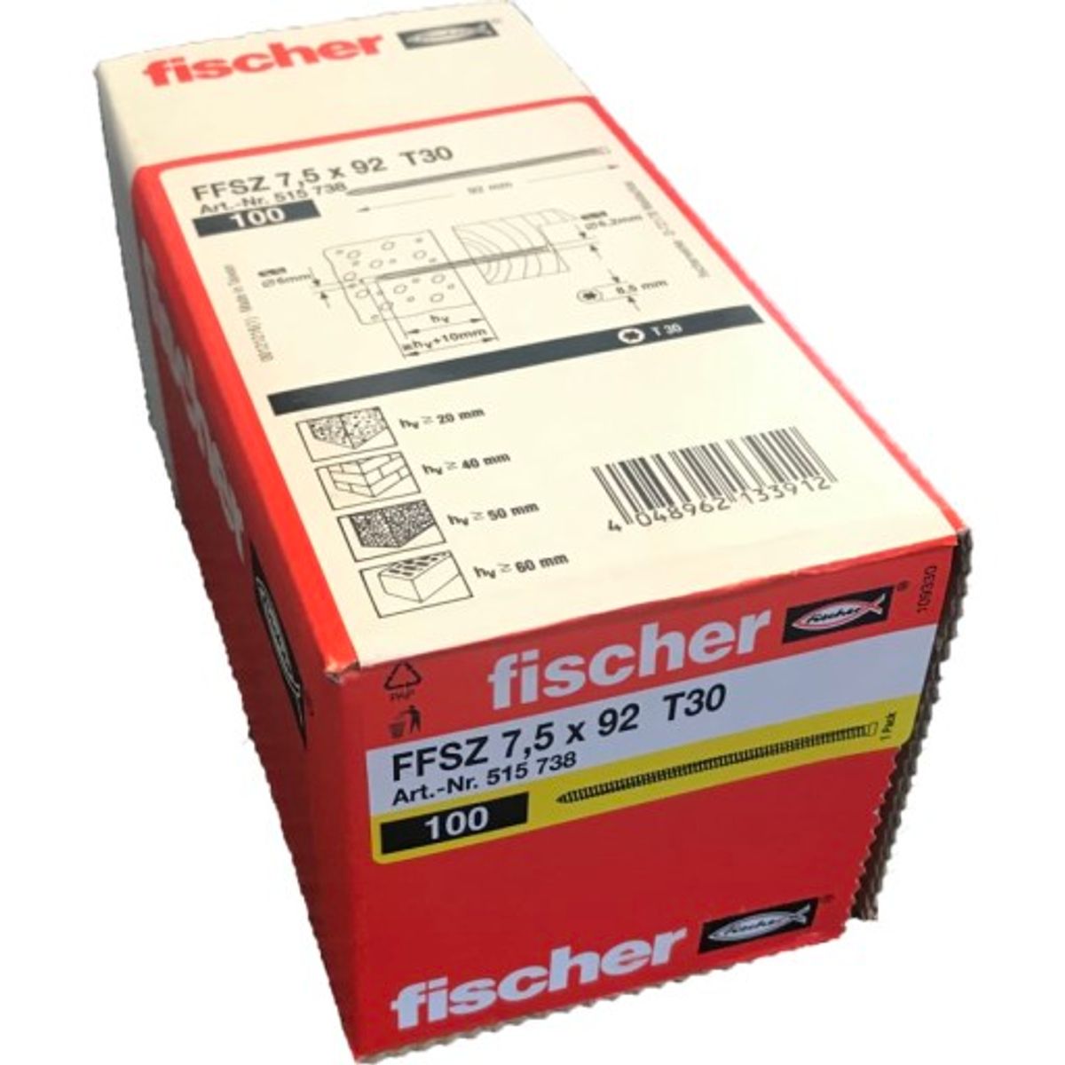 Fischer karmskrue FFS u/hoved 7,5 x 132mm 100stk.