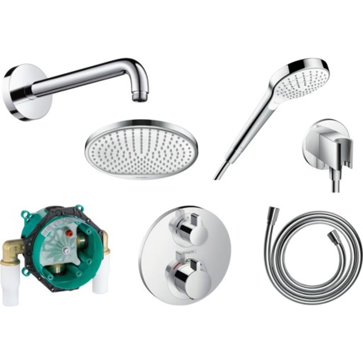 Hansgrohe Ecostat S brusesæt, krom/hvid