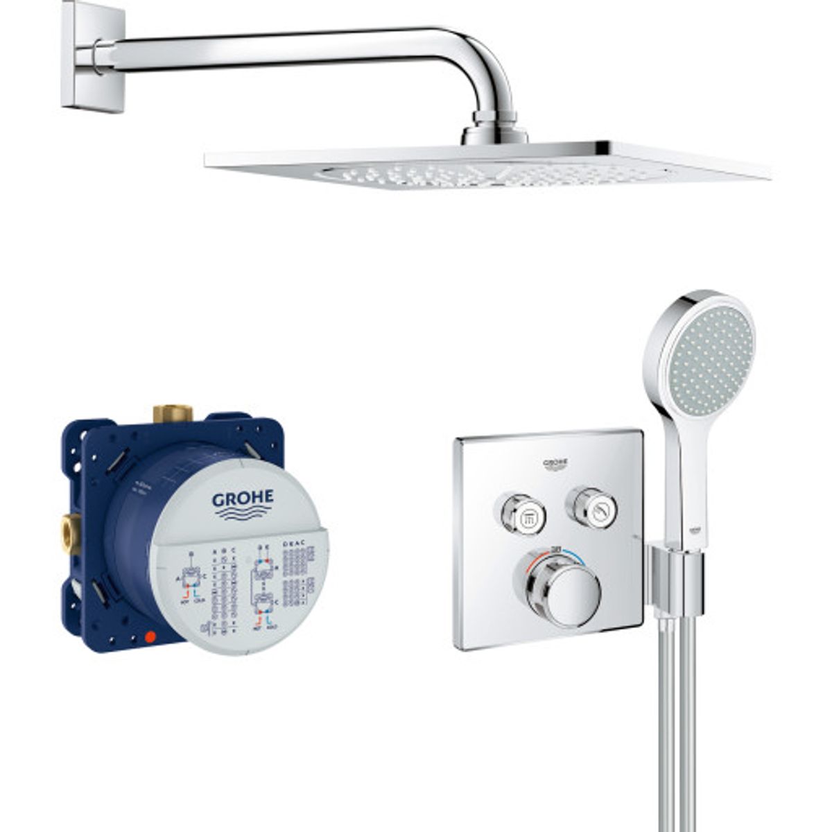 Grohe Grohtherm SmartControl 250 brusesæt, vandbesparende, krom