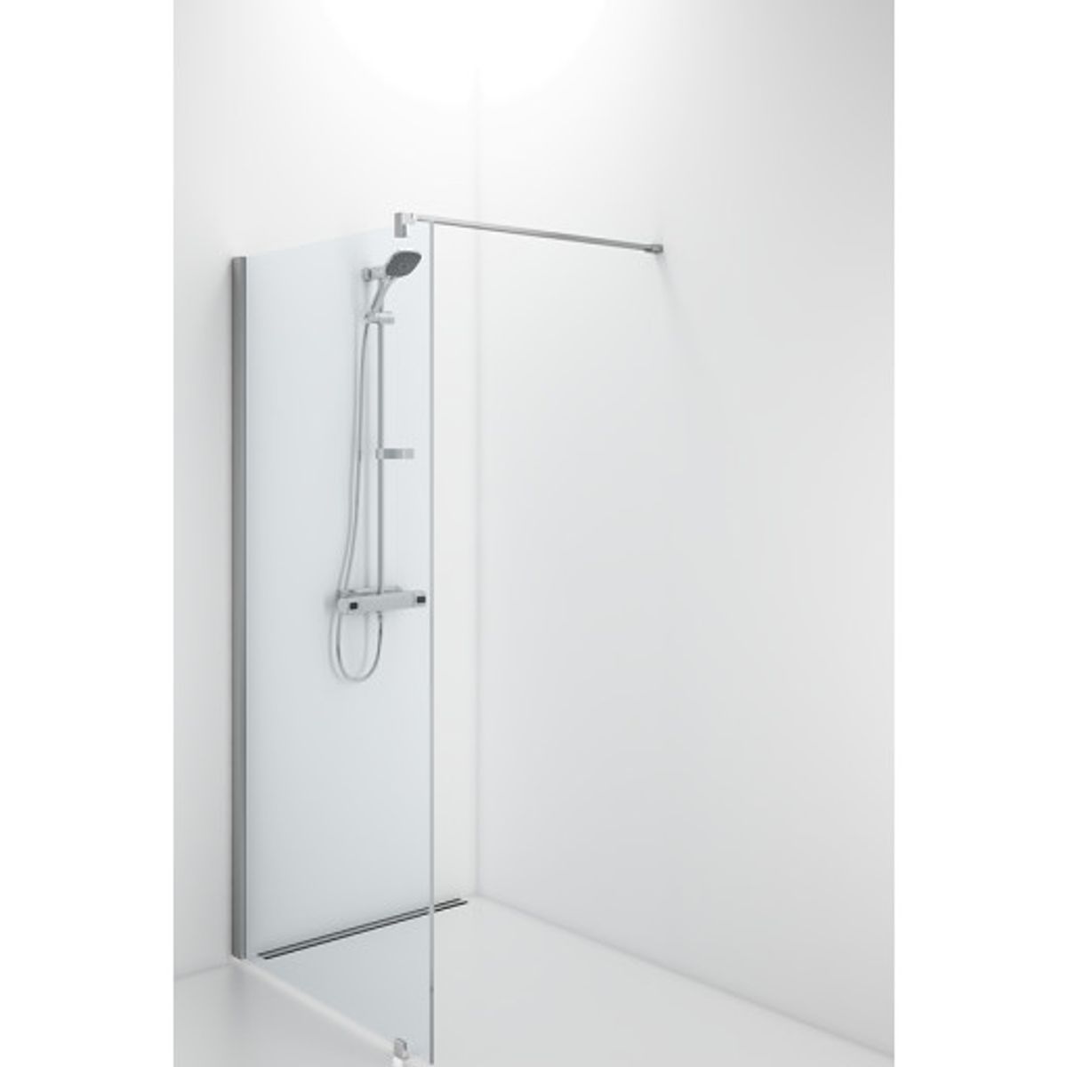 Contura Shower space sfnk 1000 fast væg klart hærdet glas og alu.profil