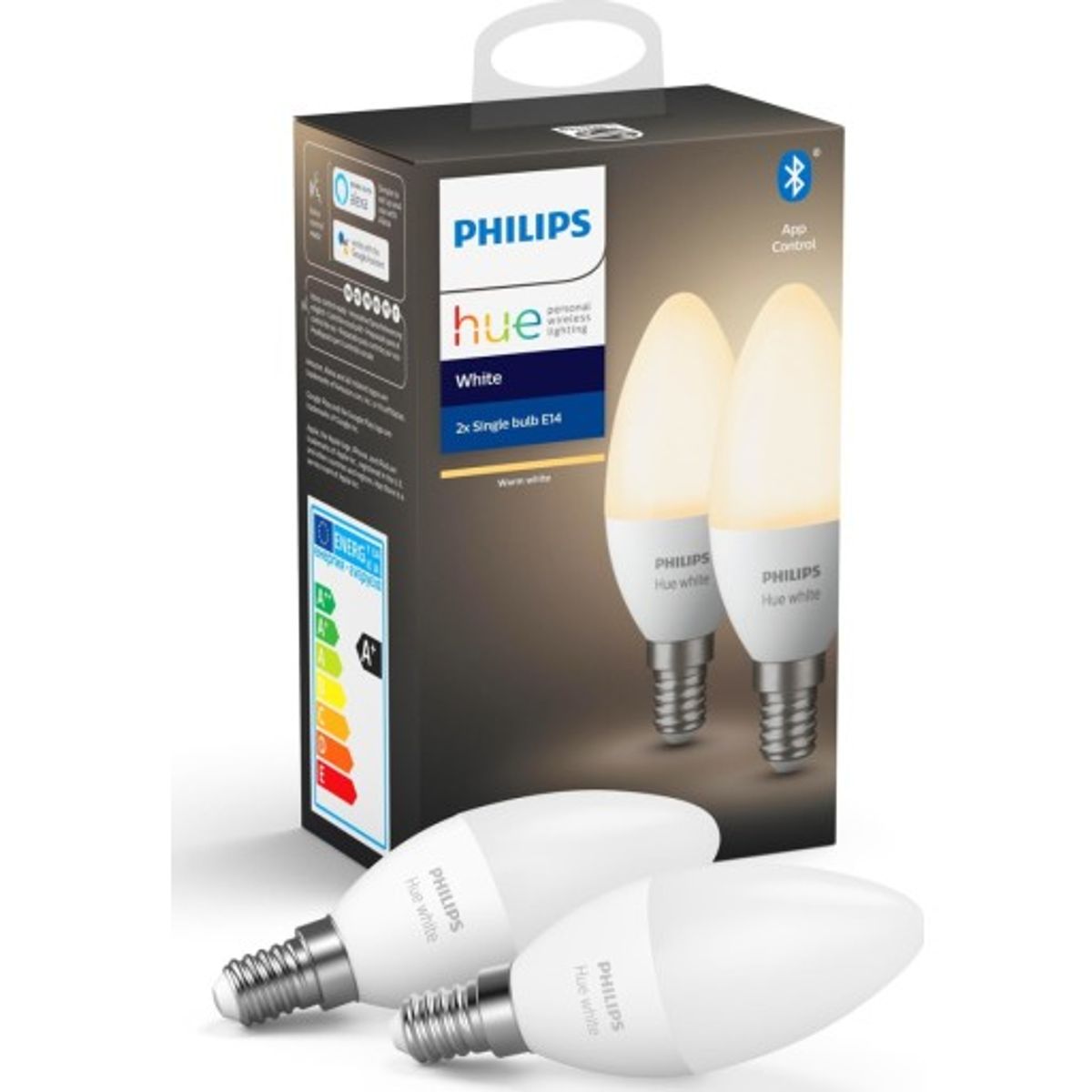 Philips Hue White E14 kertepære, 2700K, 5,5W, 2-pak