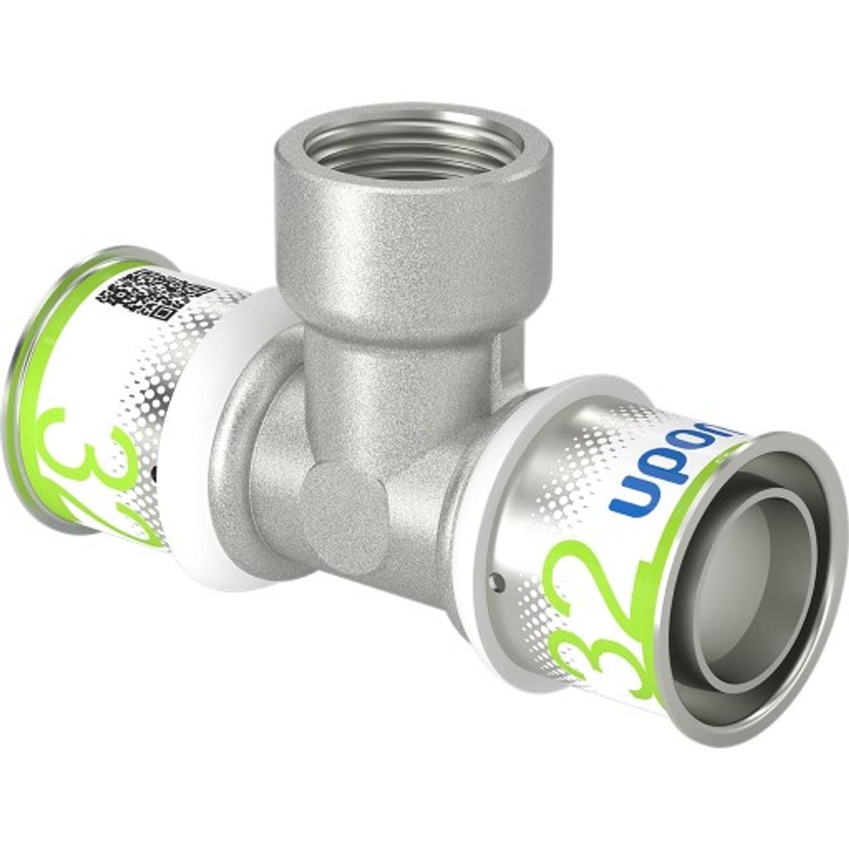 Uponor S-Press Plus tee med muffe, 32 mm x 3/4" x 32 mm