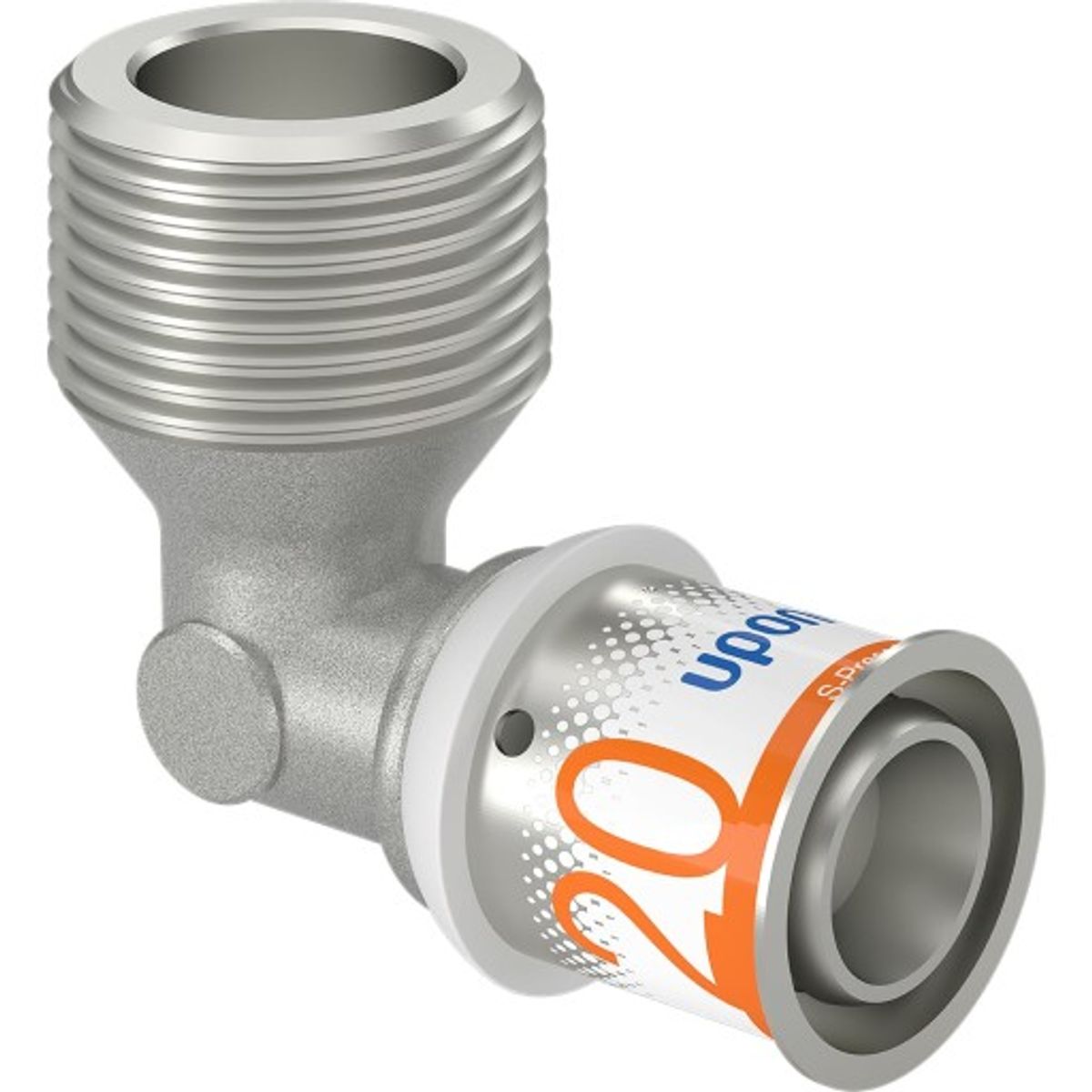 Uponor S-Press Plus vinkel med nippel, 20 mm x 3/4"