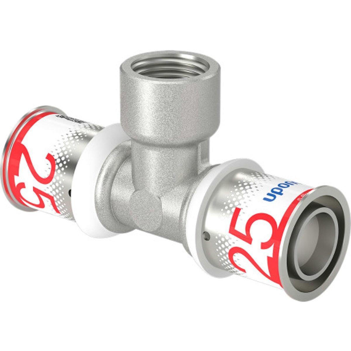 Uponor S-Press Plus tee med muffe, 25 mm x 1/2" x 25 mm