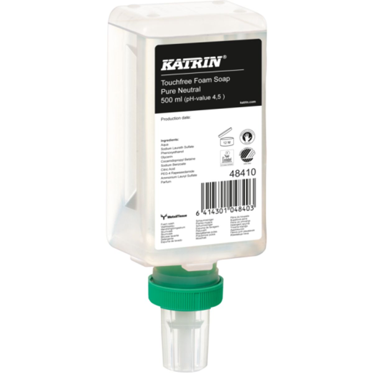 12 stk Katrin skumsæbe, til dispenser, parfumefri, 500 ml