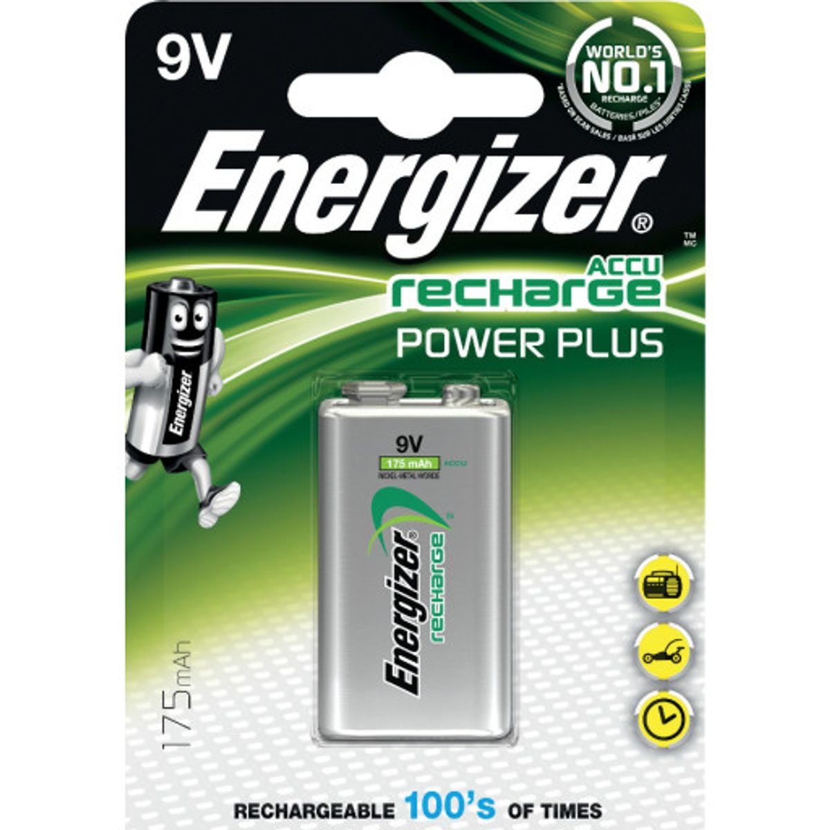 Energizer genopladelig 9V/NH22 batteri, 1 stk.