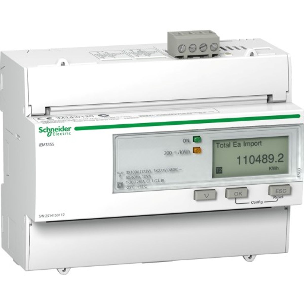 Acti9 KWH Måler 3-faset 125A Modbus Mid