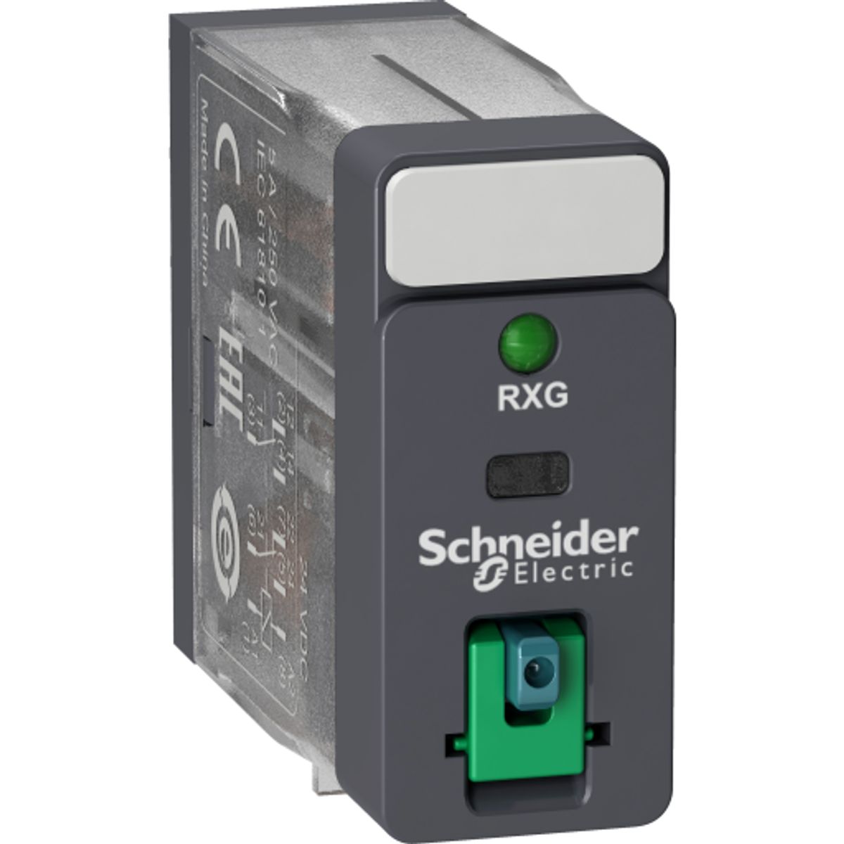 Schneider Harmony stikbensrelæ, med testknap, LED, RXG22BD