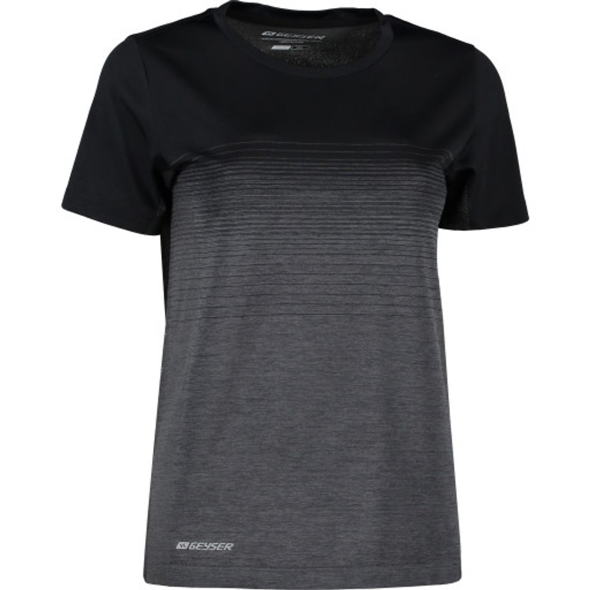 Geyser dame sømløs stribet T-shirt, G11024, sort, str. L