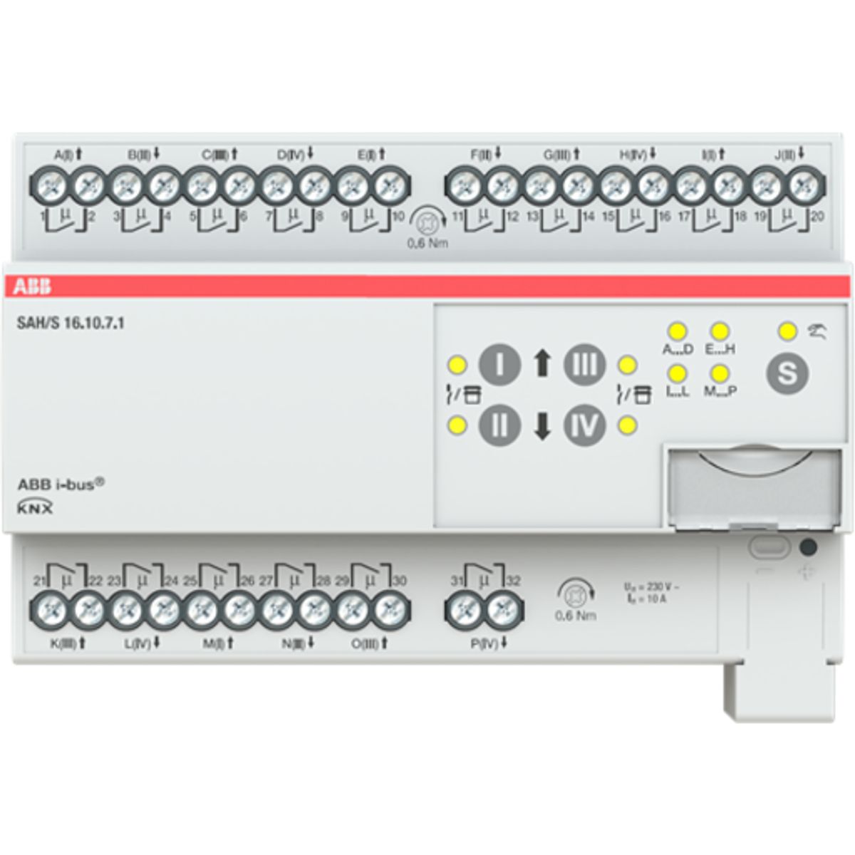 KNX SAH/S16.10.7.1 Kontakt/jalousiaktuator, man. betjening,10A AC1