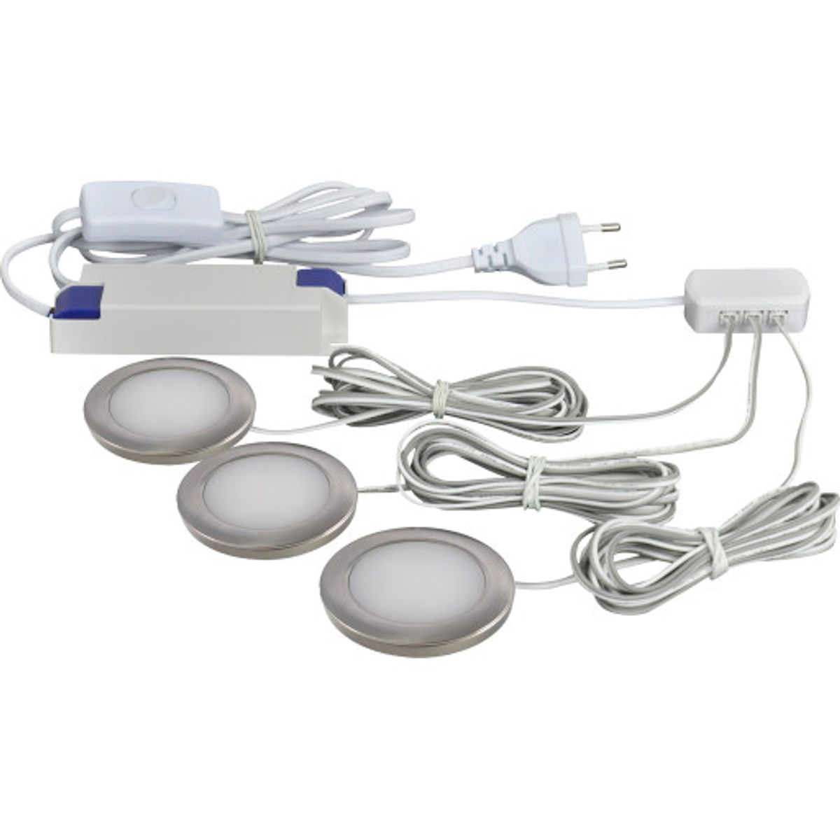 Kabinetbelysning Linea 3-Kit LED 350mA 2,3W 2700K 160lm, børstet alu