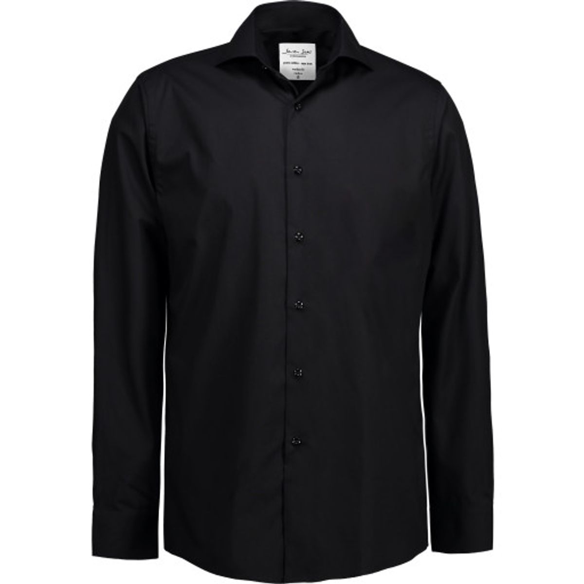 Seven Seas skjorte SS8, modern fit, strygefri, sort, str. 4XL