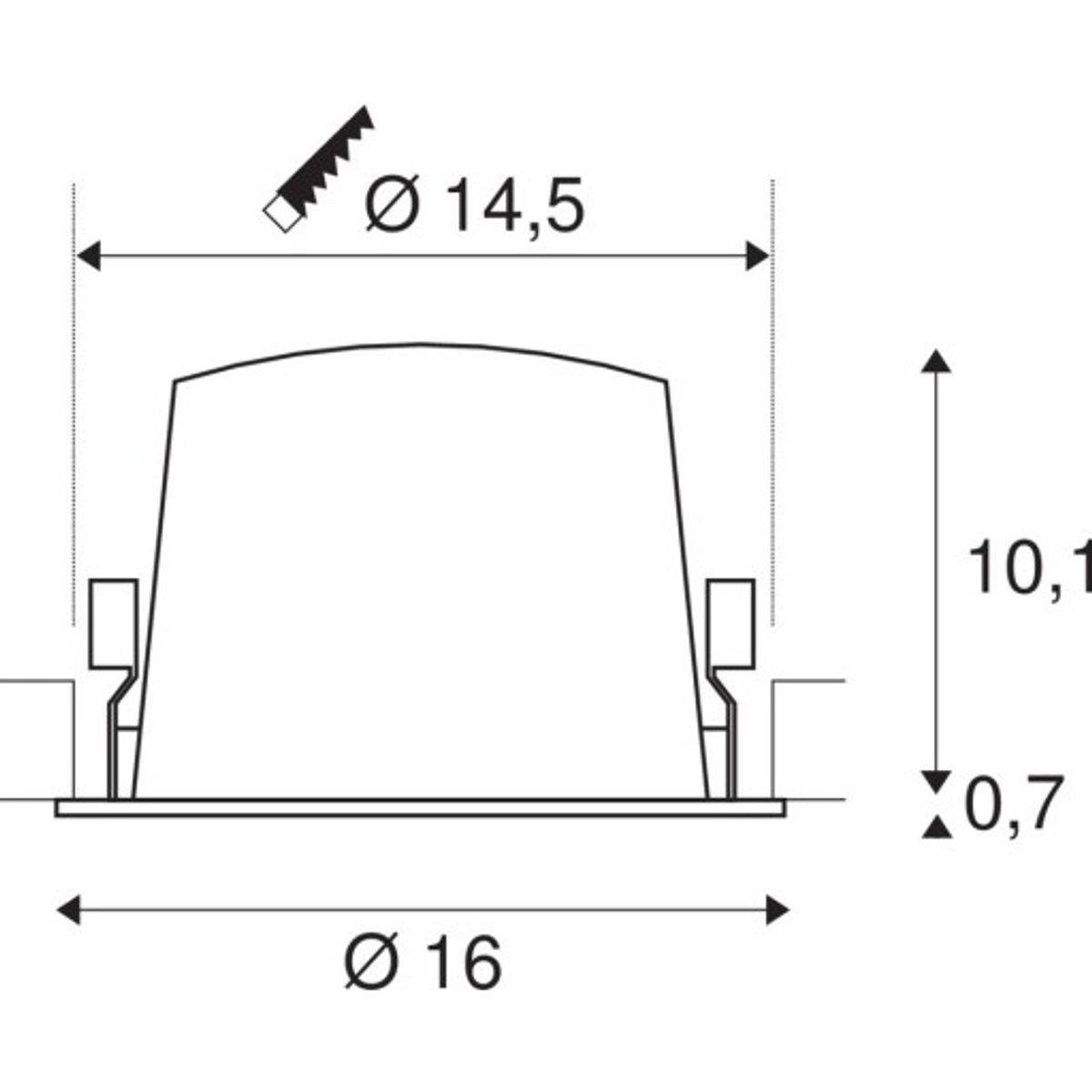 NUMINOS XL, indbygningsspot, 37W, 2700K, 20°, sort/krom