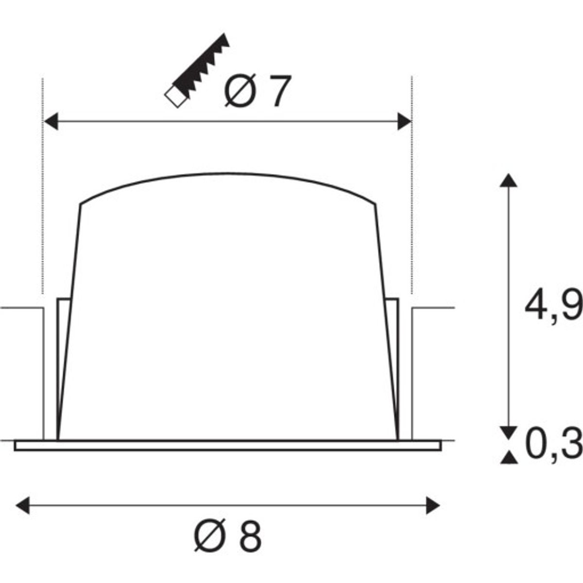 NUMINOS S, indbygningsspot, 8W, 3000K, 40°, sort/krom