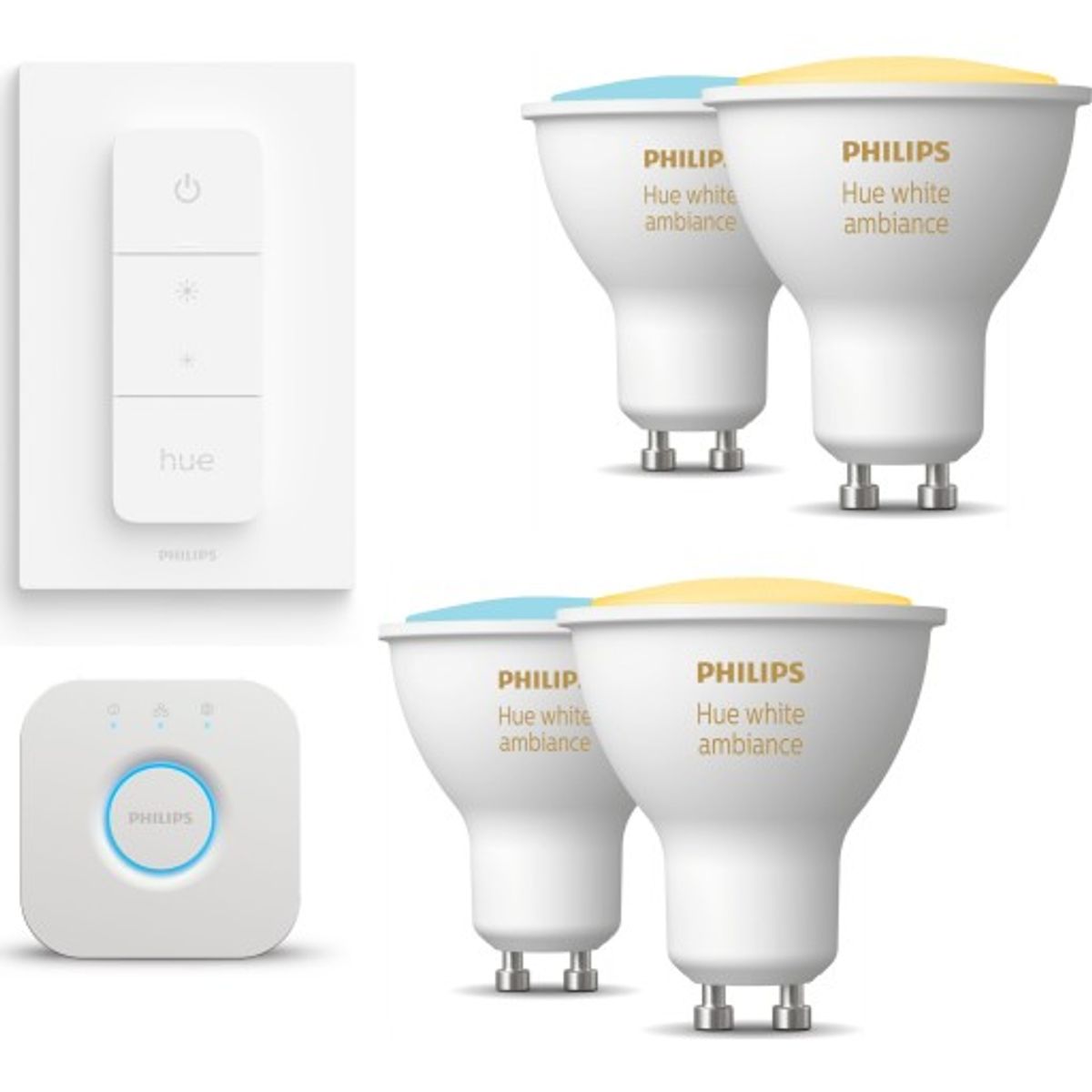 Philips Hue White Ambiance GU10 spotpære, startsæt