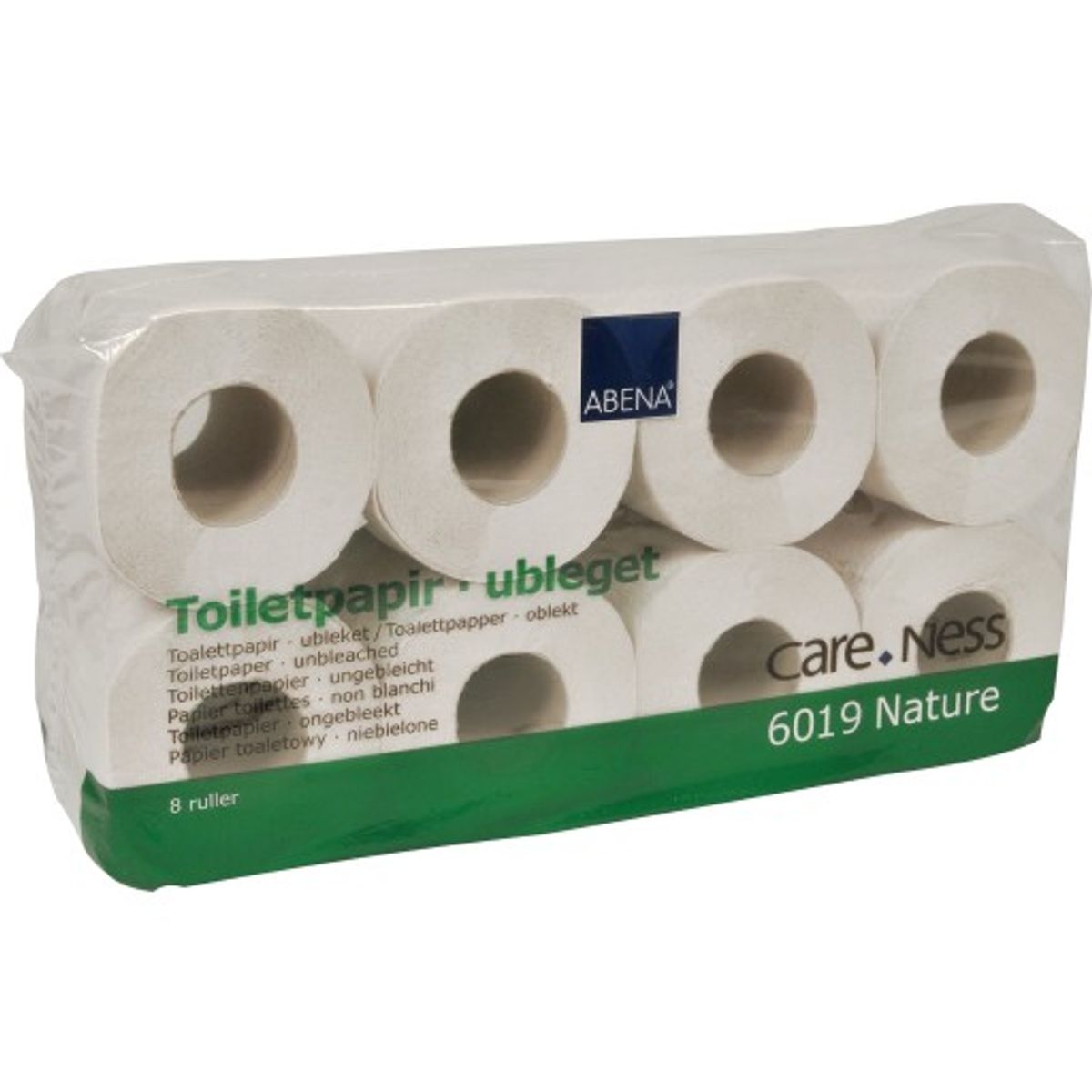 8 stk Abena Care-Ness basis toiletpapir, 2-lags, Ø11,5 cm, 8 rl