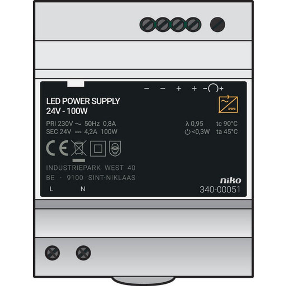 Niko Home Control Modulær strømforsyning 24 VDC, 100 W