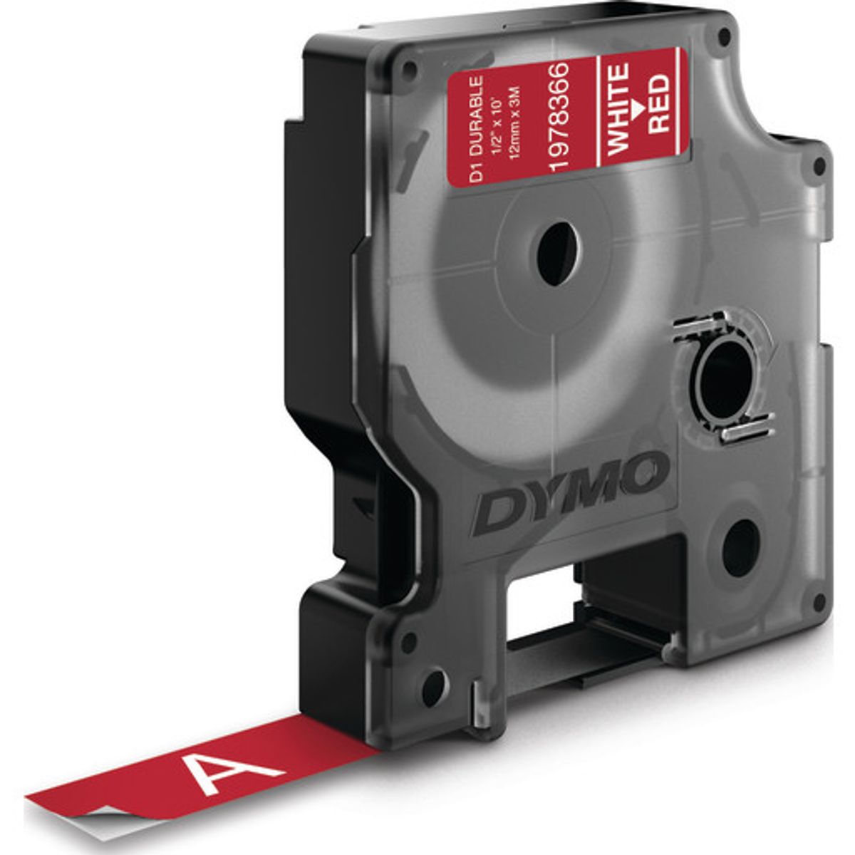 DYMO® D1 Durable tape, 12 mm, hvid på rød