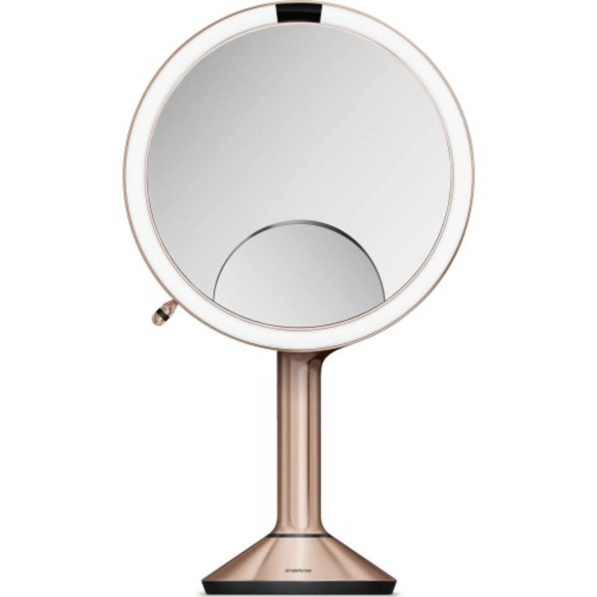 Simplehuman Trio makeup spejl med lys, dæmpbar, sensor, Ø23,2 cm, rosa guld