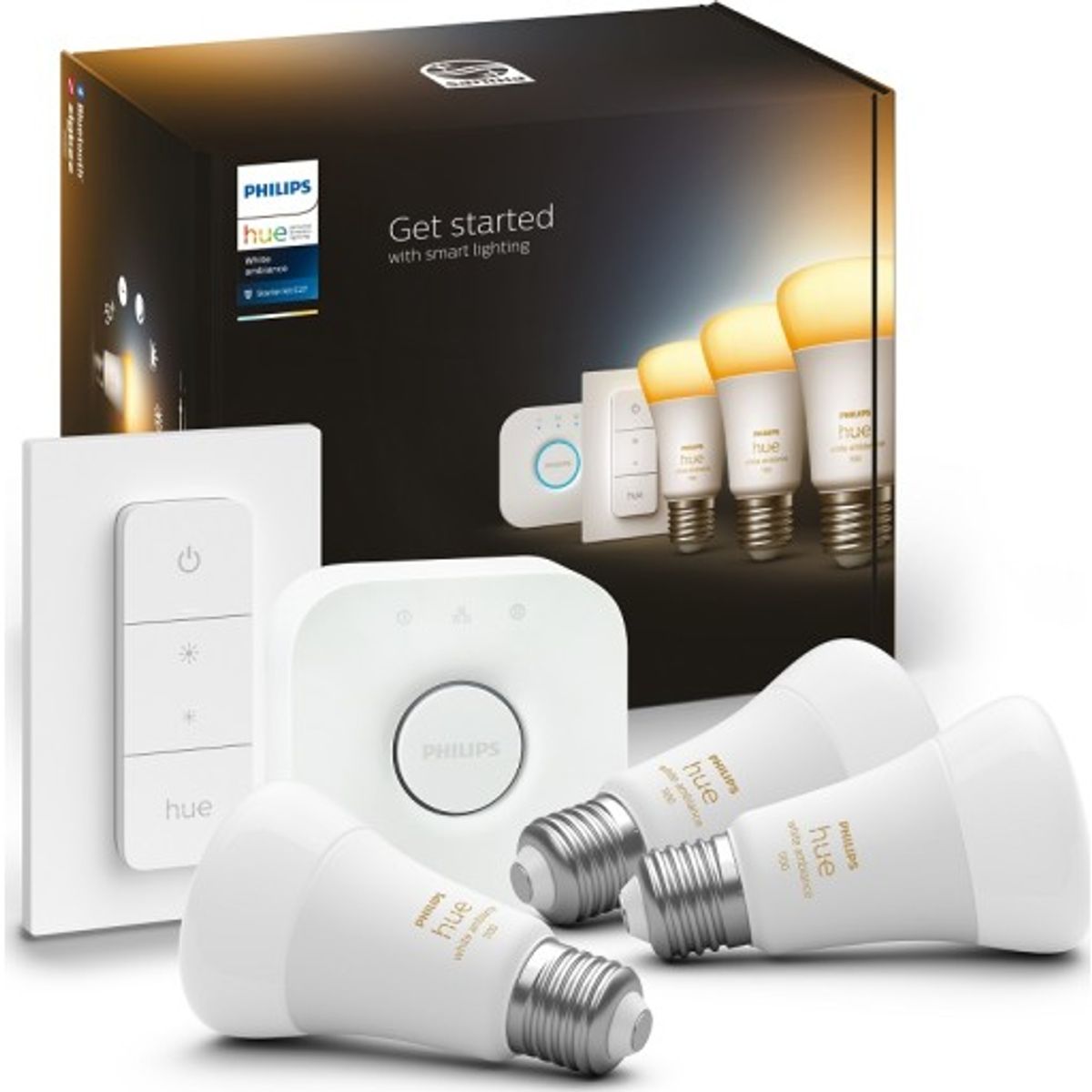 Philips Hue White Ambiance E27 standardpære, startpakke