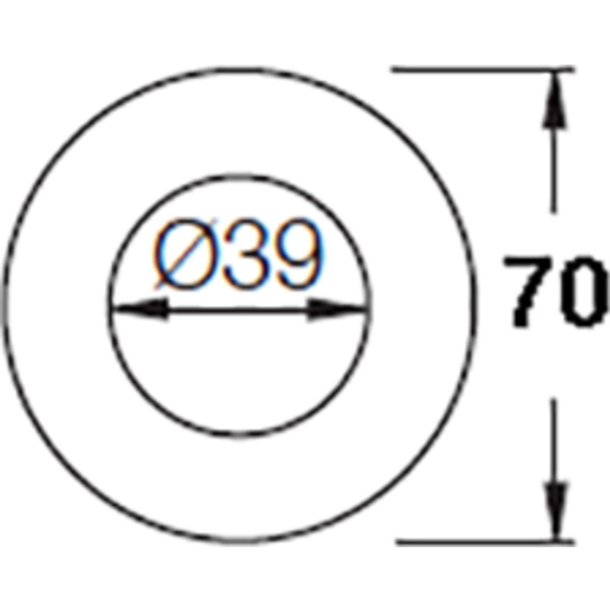 Vola 70 mm dækroset, Ø39 mm, børstet krom