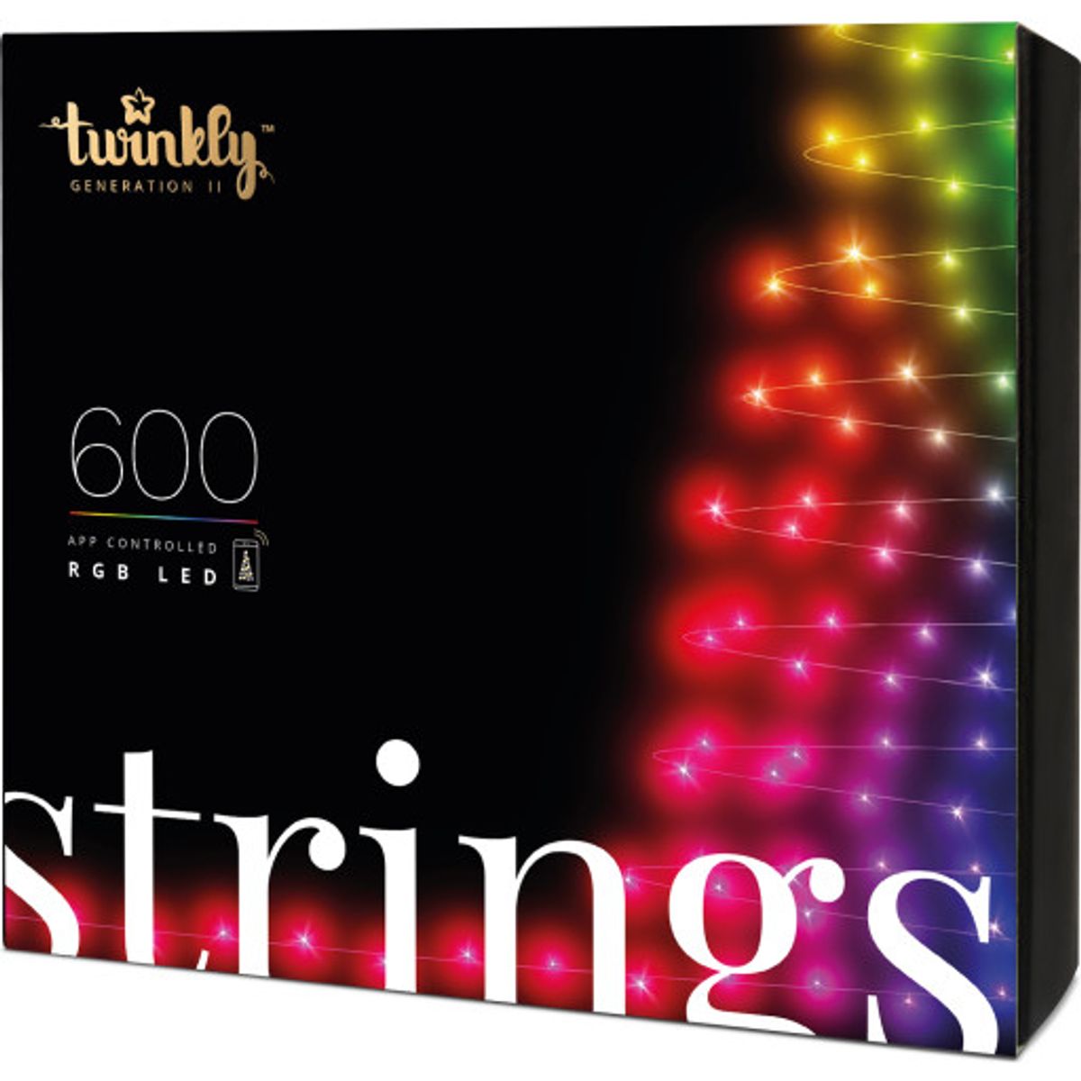 Twinkly Strings juletræskæde, 600 farvede lys, 48 meter