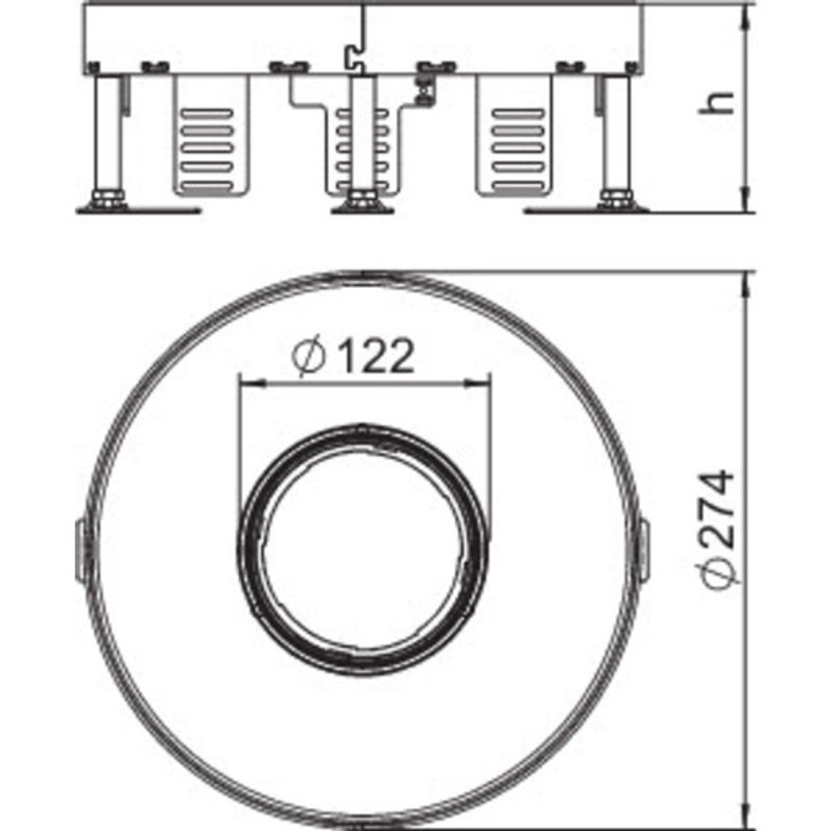 Rund gulvboks til tube ø 275mm, RKFR2 7 V20