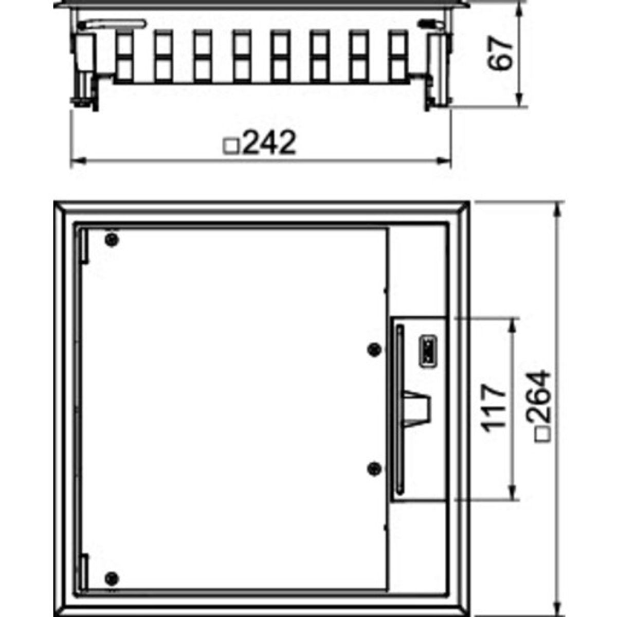 Gulvboks til universalmontering 264x264x67, GES9-3B U 9011