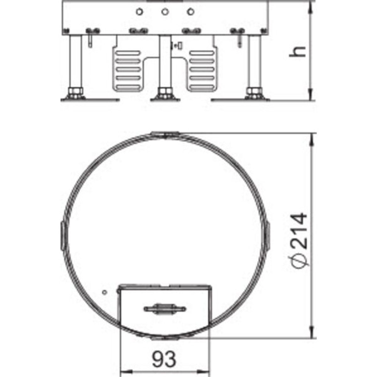 Rund gulvboks Med ledningsudgang Ø 215mm, RKS2 R4 V20