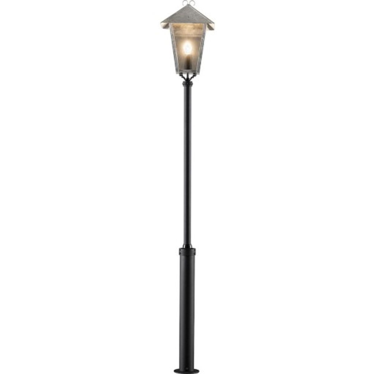 Konstsmide Benu parklampe E27, galvaniseret, inklusiv stolpe