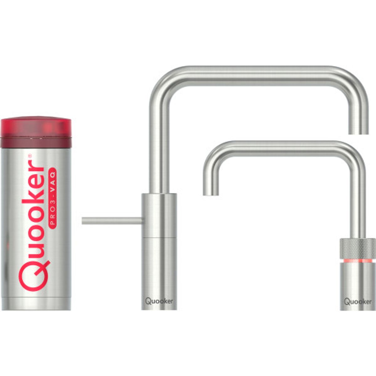 Quooker Twintaps Square sæt, 3 liter, stål