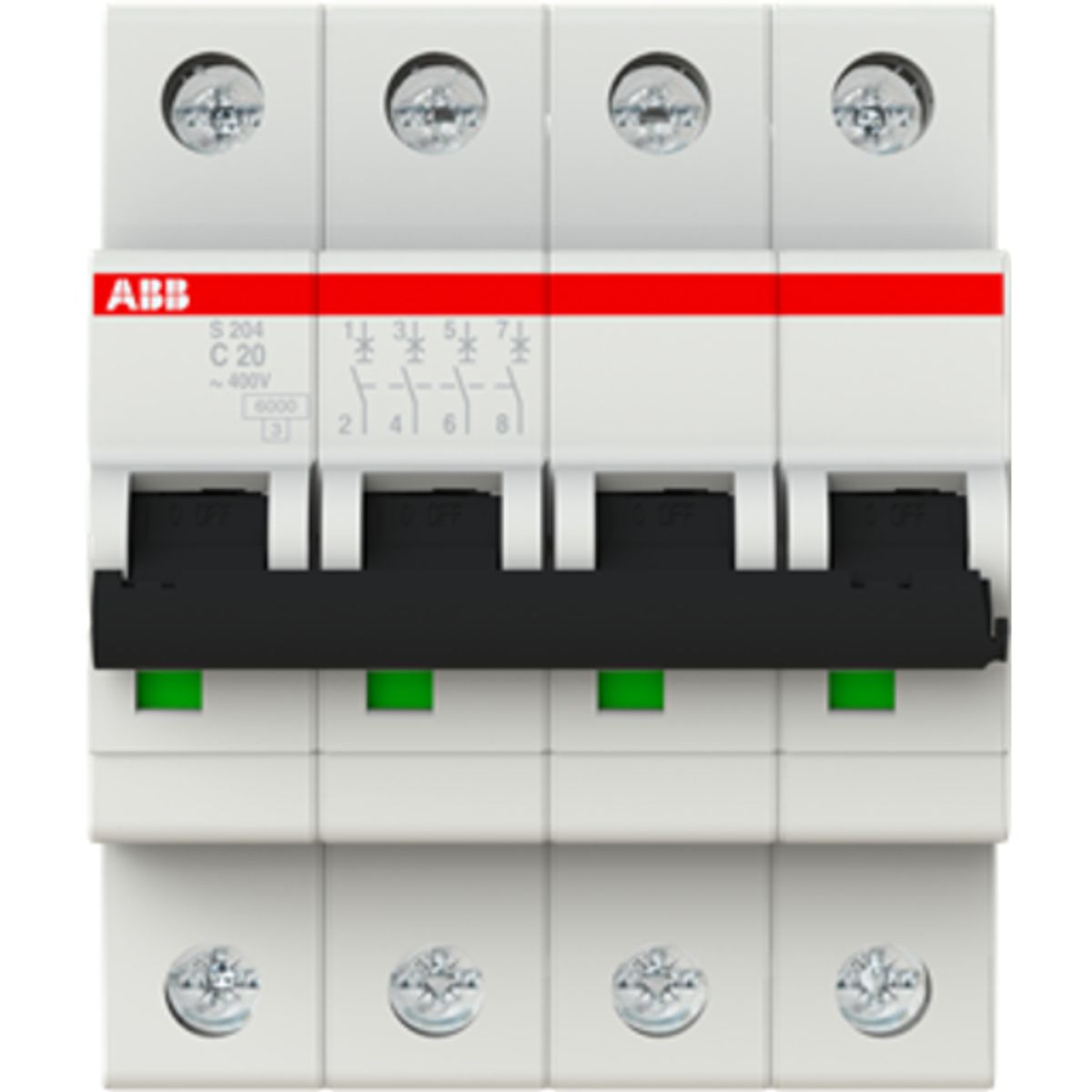 ABB S204-C20 automatsikring, 4P, 20A