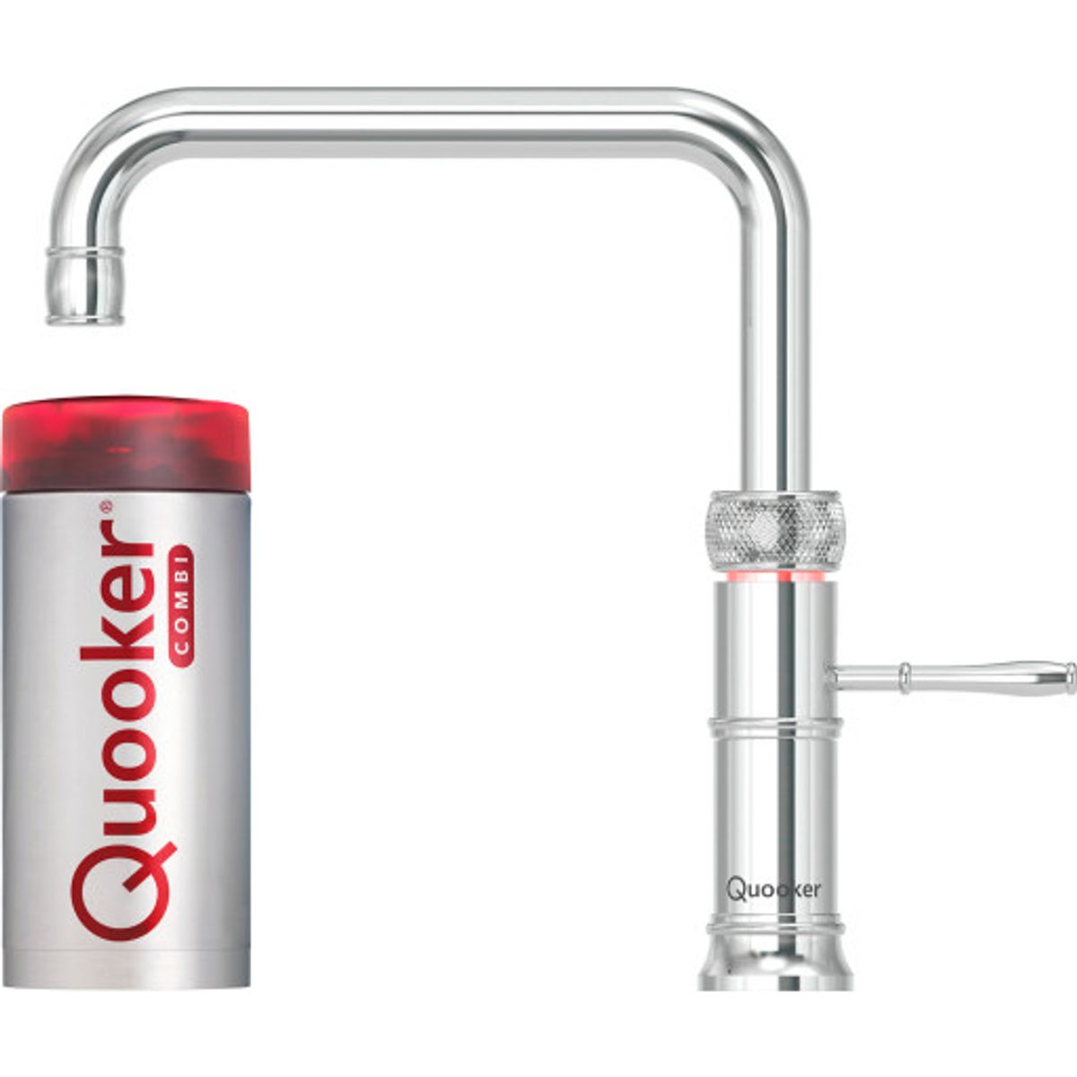 Quooker Classic Fusion Square, køkkenarmatur, Combi beholder, krom