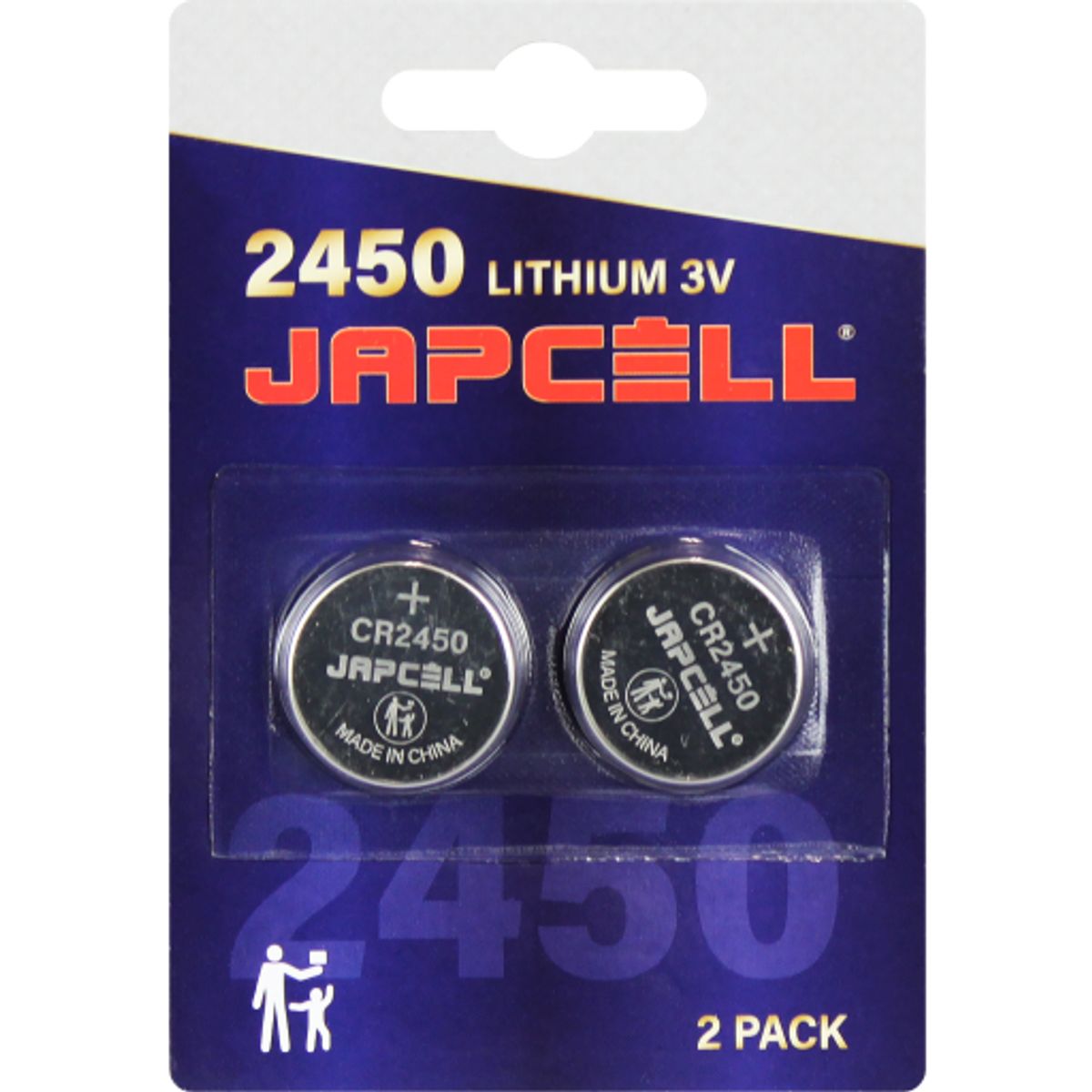 Japcell lithium CR2450 batteri, 2 stk.