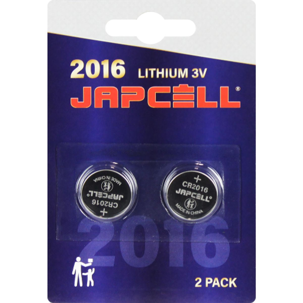 Japcell lithium CR2016 batteri, 2 stk.