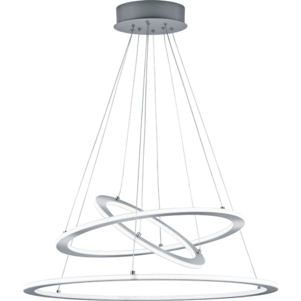 Trio Lighting Durban pendel, Ø80 cm, børstet stål