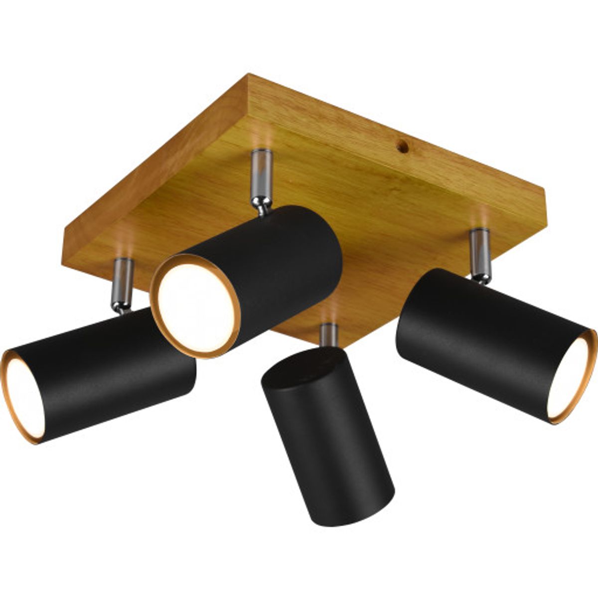 Trio Lighting Marley spotlampe, 4 spots, træ/sort