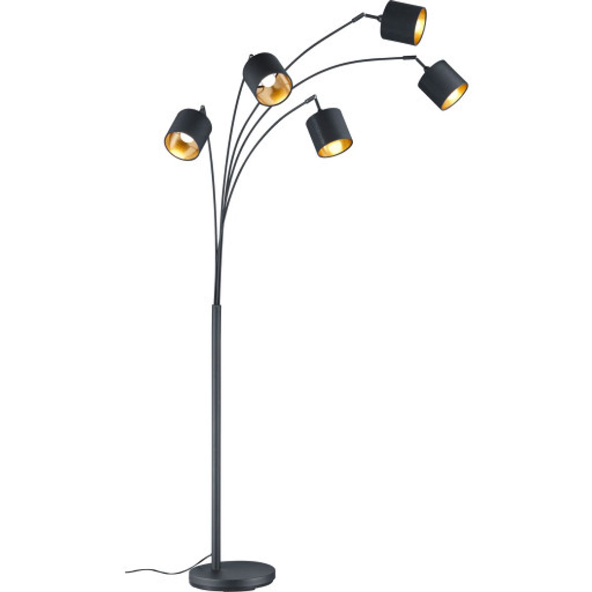 Trio Lighting Tommy gulvlampe, sort/guld