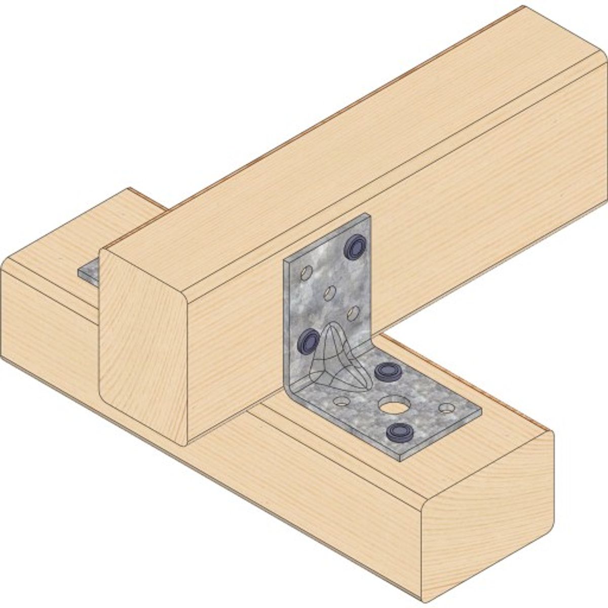 Vinkelbeslag S35 m/rib, 50 x 50 x 35 x 1,5 mm, FZB, 100 stk.