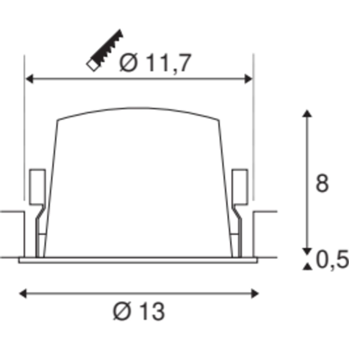 NUMINOS L, indbygningsspot, 25W, 3000K, 55°, sort/hvid