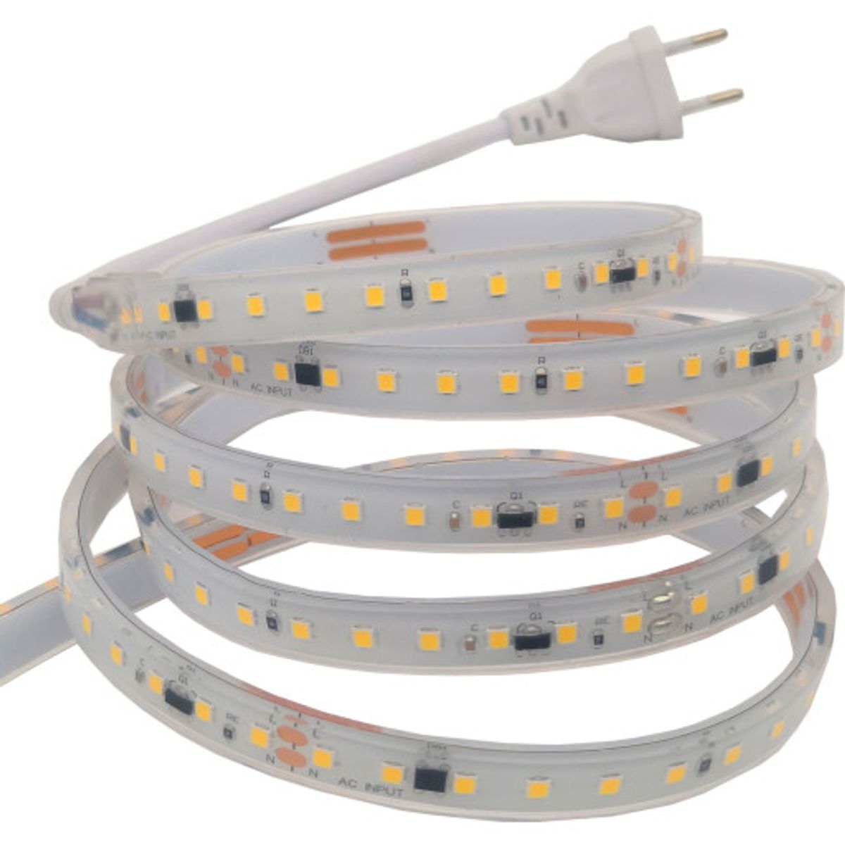 230V LED Strip 10W 2700K 50m, direkte tilslutning til 230V