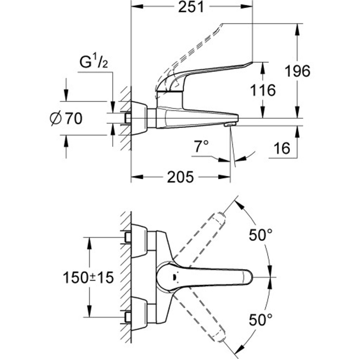 Grohe Euroeco spec etgreb håndvask vægmont. udv