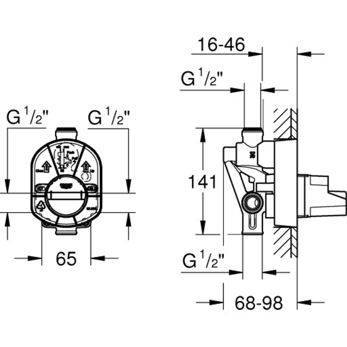 Grohe indvendig kar- & brusebatteri