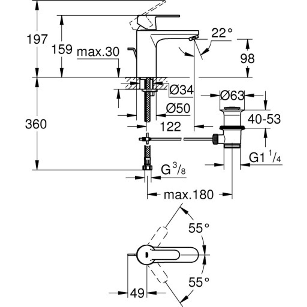 Grohe Quickfix DIY Get håndvaskarmatur M-size