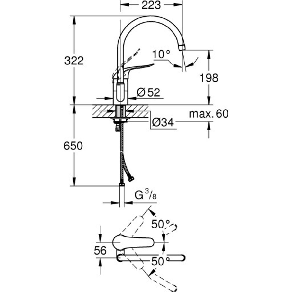 Grohe Euroeco spec etgreb køkk. svgb