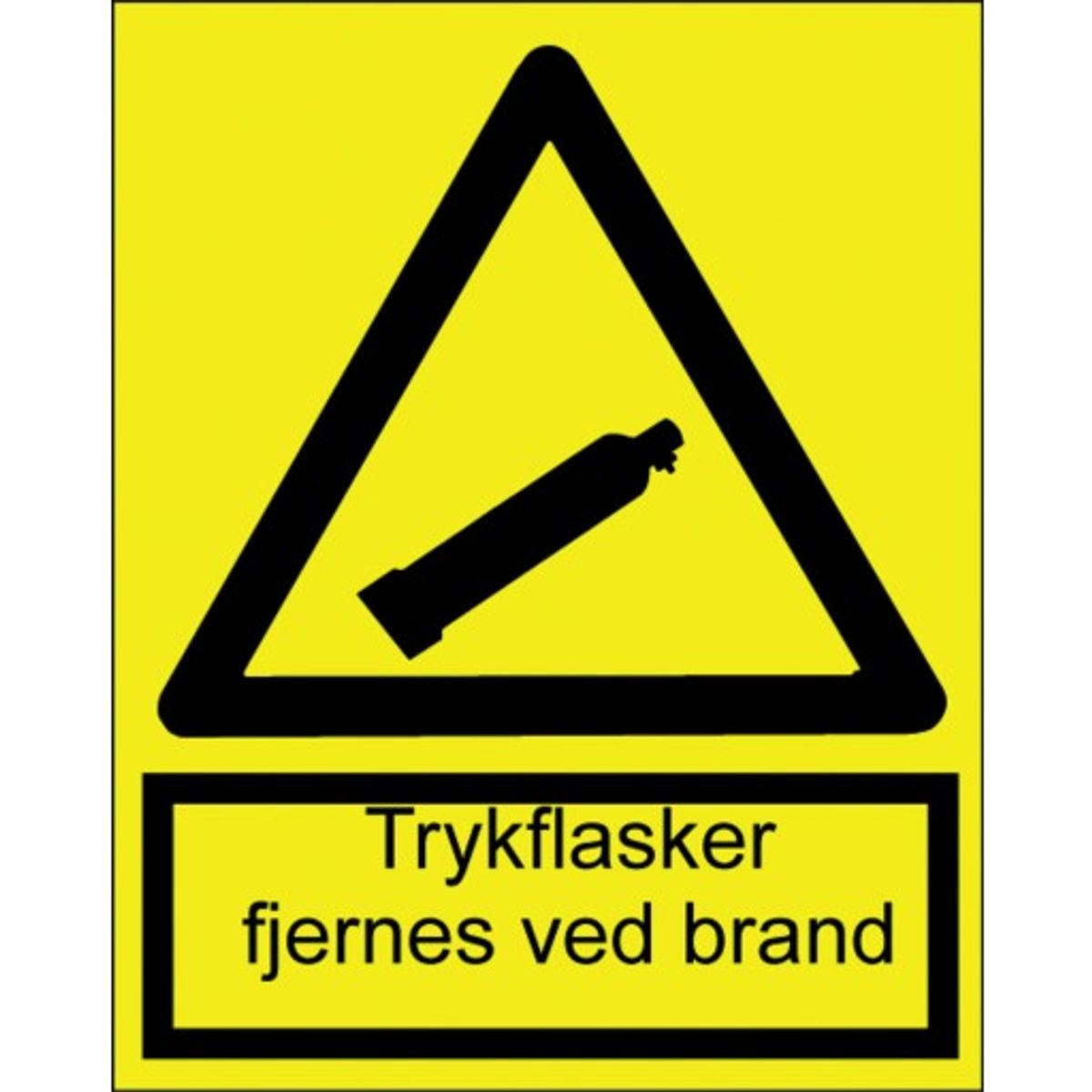 Advarselsskilt trykflasker fjernes ved brand, plast A4