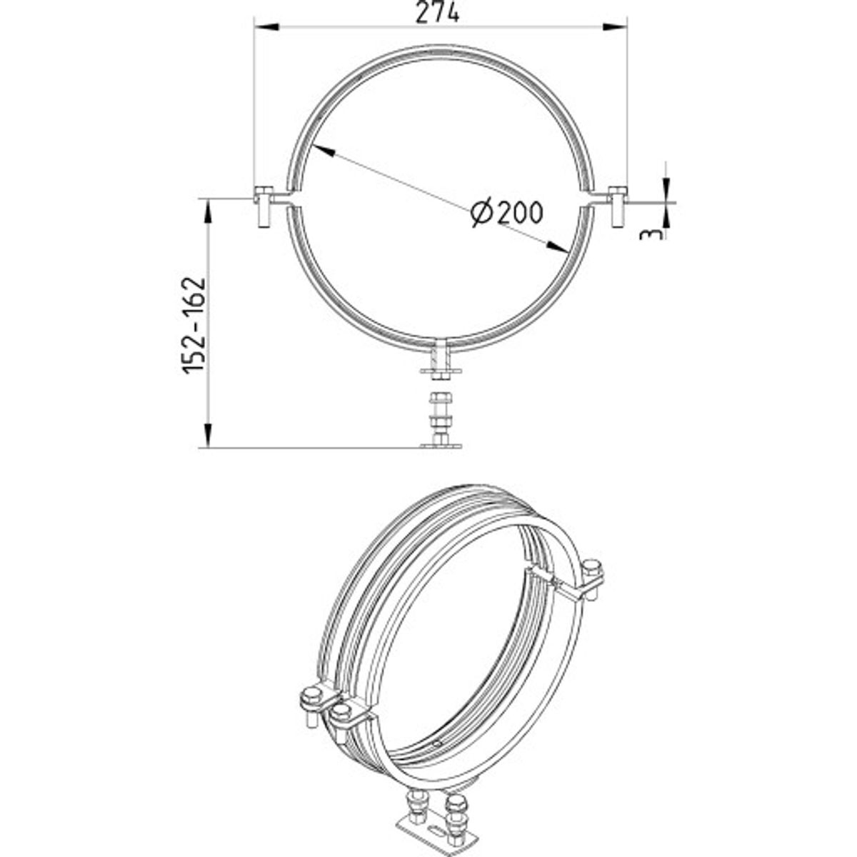 RØRBÆRER MED EPDM, Ø200MM