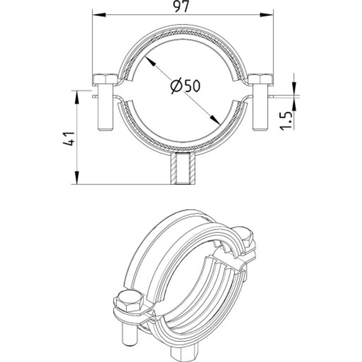 RØRBÆRER MED EPDM, Ø50MM