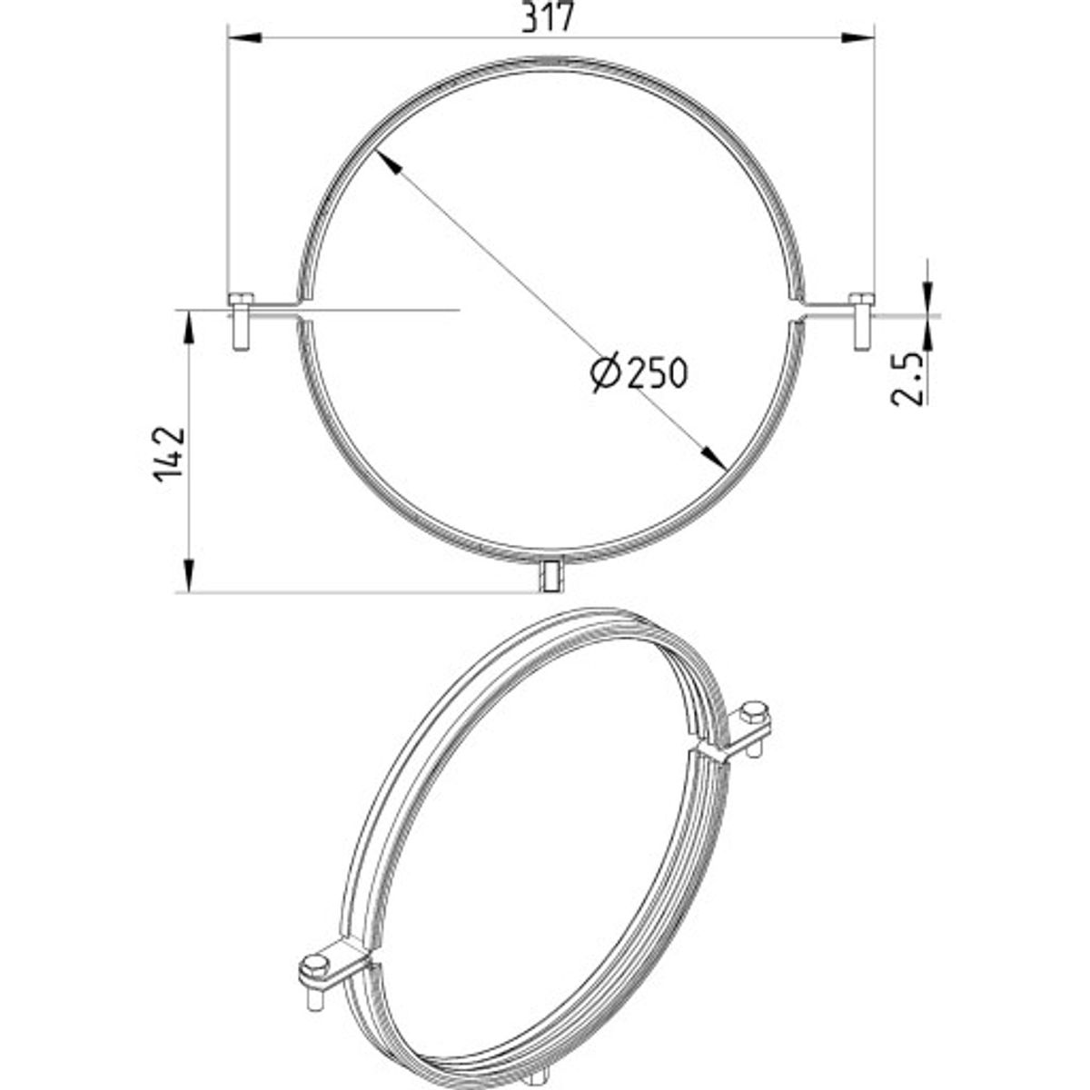 RØRBÆRER MED EPDM, Ø250MM