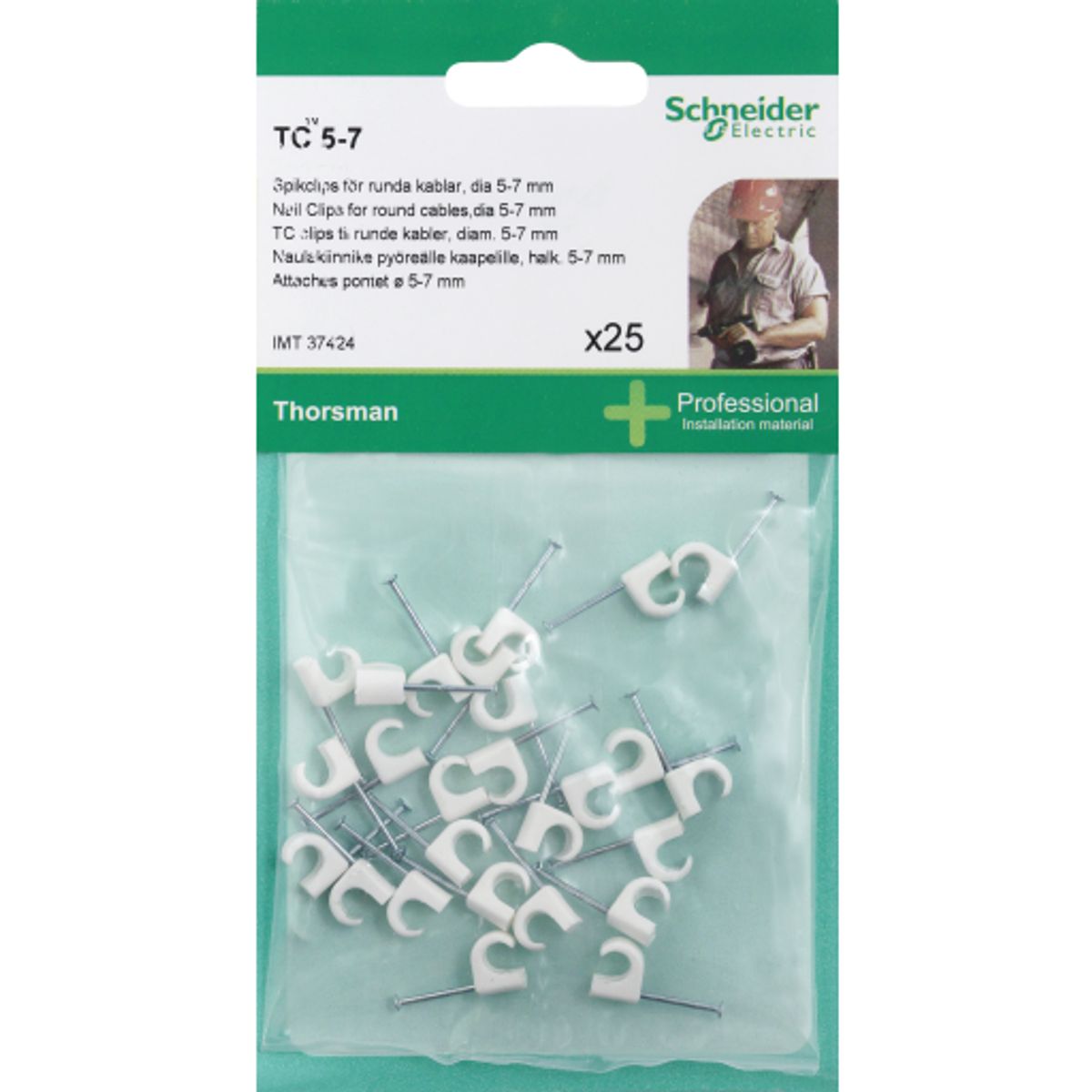 Schneider TC kabelclips 25 stk, hvid, 5-7 mm